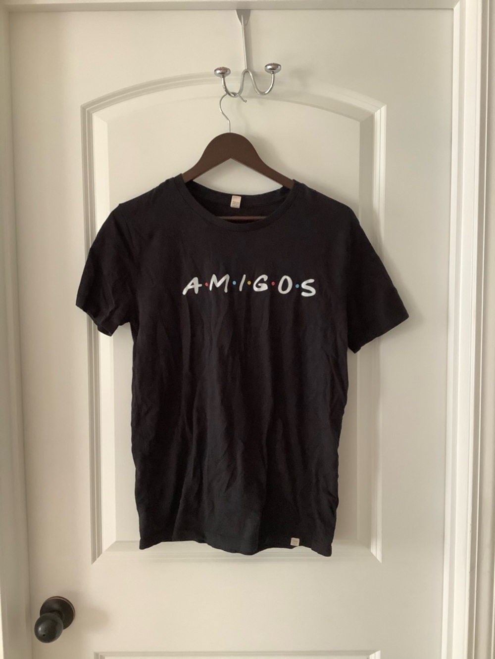 Amigos Black Crewneck Graphic Tee - Casual Men's Shirt